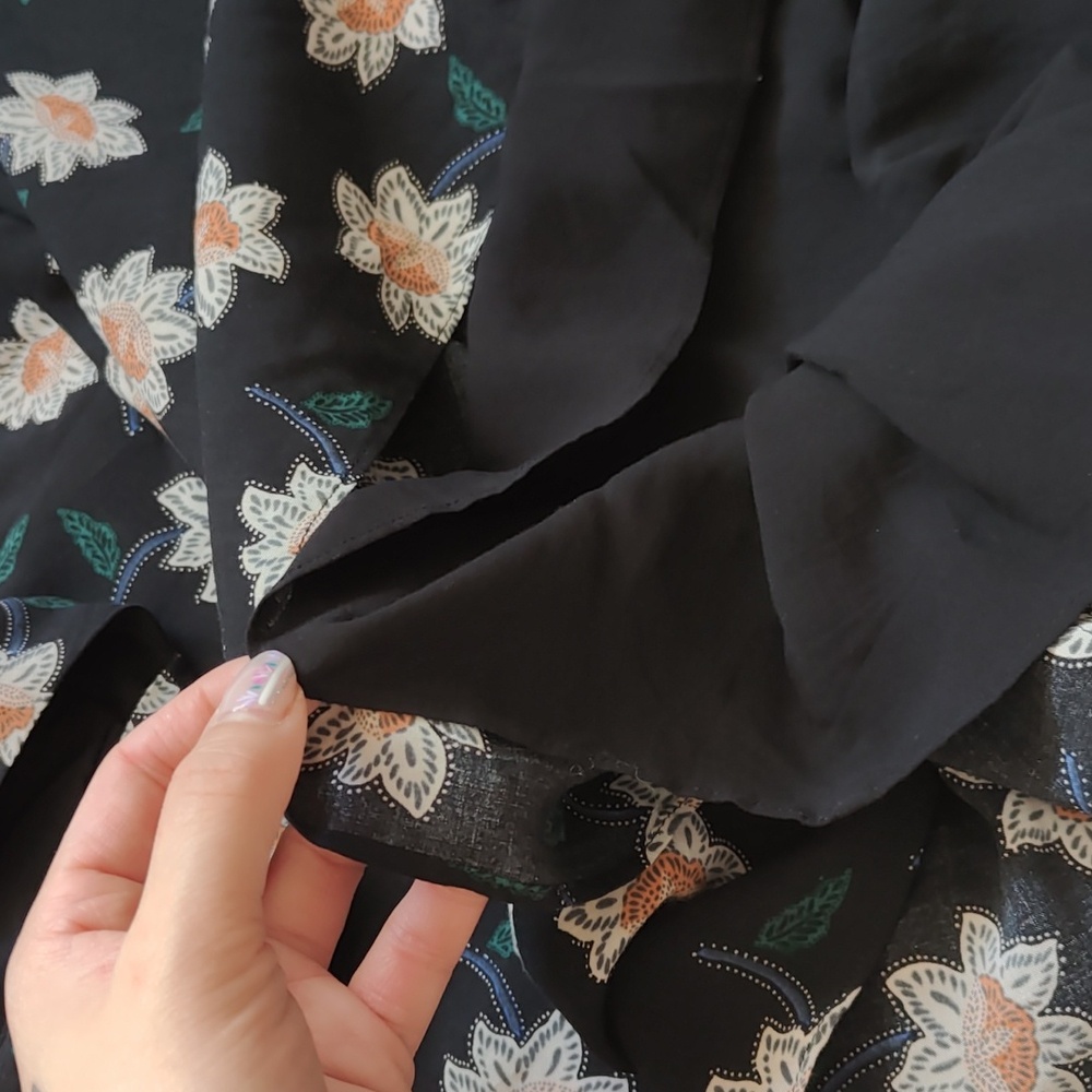 Talula Black Floral Midi Dress with Cream & Green Accents - Picture 5 of 8